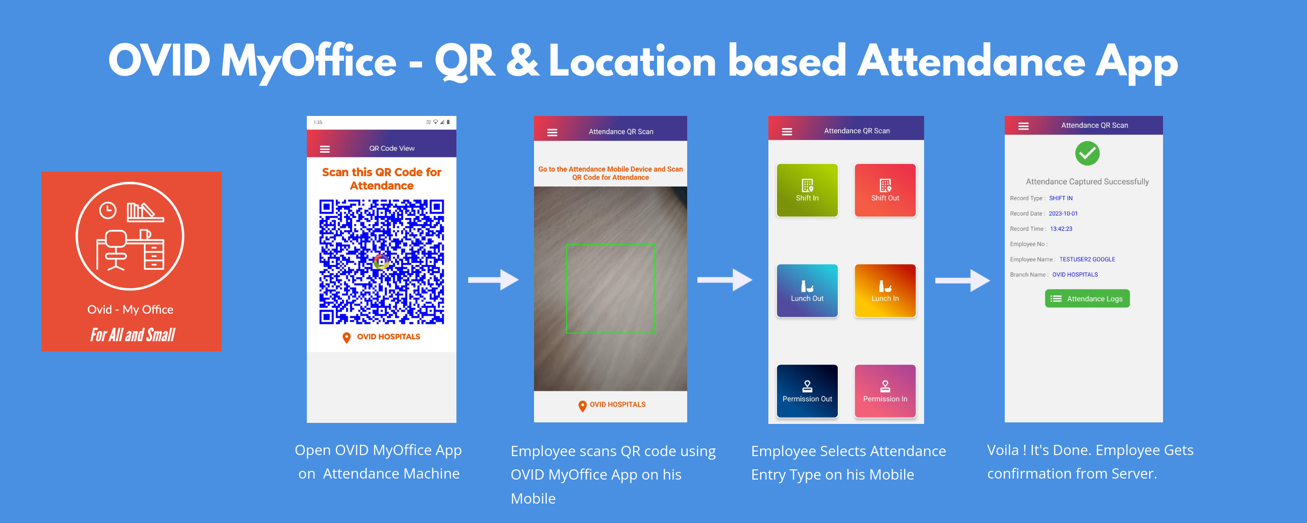 OVID My Office QR code and location based attendance process
